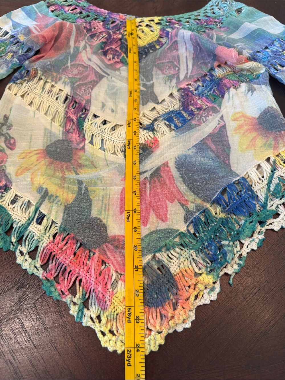 Dor Dor Boho Couture Multi-Color Crochet/Macrame Floral Top - Women's Size S - Picture 11 of 16